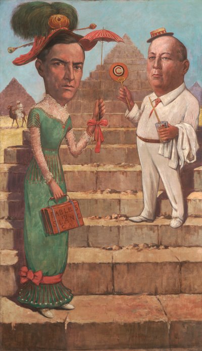 Caricature of George Ade and Orson Collins Wells by William Herman Schmedtgen